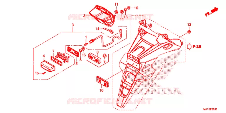 ACHTERLICHT/KENTEKEN LICHT Honda MOTO 1000 AFRICA-TWIN 2017  CRF1000DH