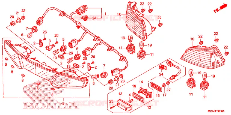ACHTER COMBINATIE LICHT Honda MOTO 1800 GOLD-WING 2014  GL1800E