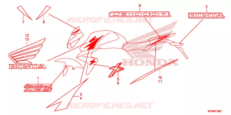 EMBLEEM/STREEP (2) Honda MOTO 1000 CB 2012  CB1000RAC