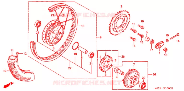 ACHTER WIEL Honda MOTO 125 CD 2001  CD125T1
