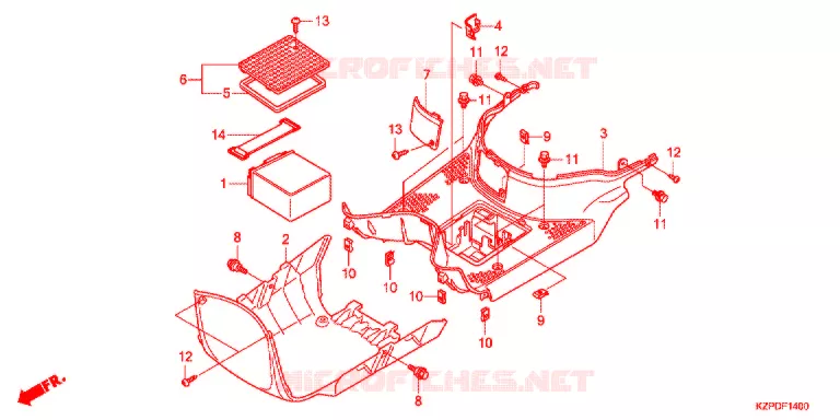 ZIJDE ROK/MIDDEN AFDEKKING (MW1101WHC) Honda SCOOTER 110 BENLY 2013  MW1101WHC