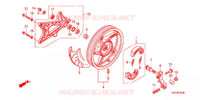 ACHTER WIEL/ZWAAI-ARM Honda SCOOTER 125 PCX 2011  WW125SA