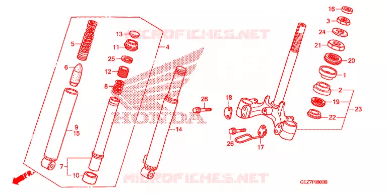 VOOR VORK/STURING STANG Honda SCOOTER 50 RUCKUS 2007  NPS50S7_A