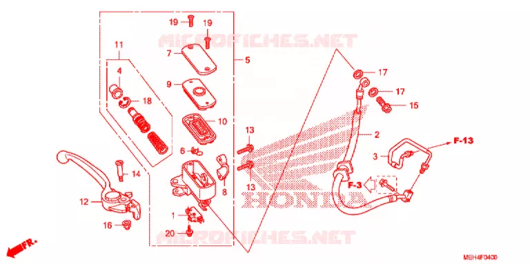 VOOR REM HOOFD CILINDER Honda MOTO 700 DN01 2009  NSA700A9