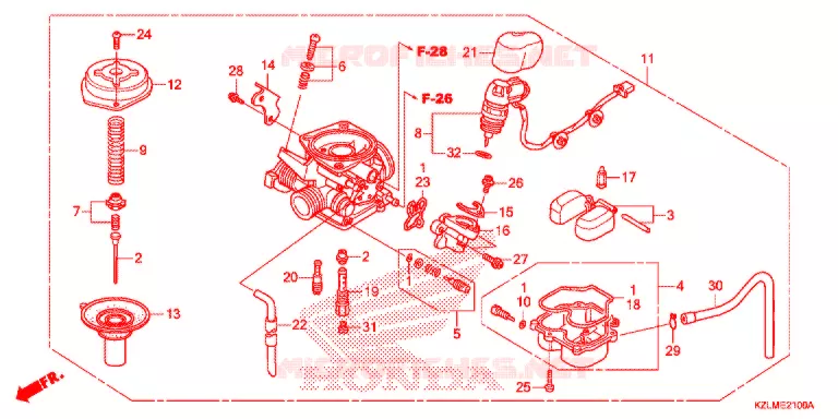 CARBURATEUR O.P. KIT  Honda SCOOTER 110 SPACY 2014  NSC110CSE