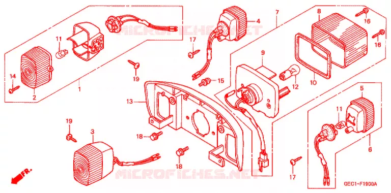 KNIPPERLICHT/ACHTERLICHT Honda SCOOTER 50 JULIO 2000  NTS50Y