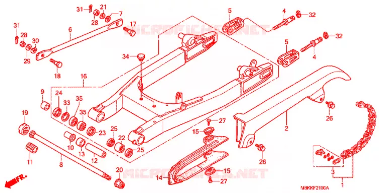 ZWAAI-ARM/KETTINGKAST Honda MOTO 400 SHADOW 2004  NV400C4