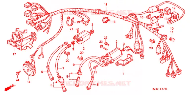 BEDRADINGSBUNDEL/ONTSTEKINGSSPOEL Honda MOTO 400 STEED 1993  NV400CP_III