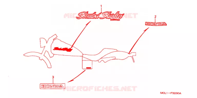 EMBLEEM/STREEP (DCY-DC2) Honda MOTO 400 SHADOW 2001  NV400DC1