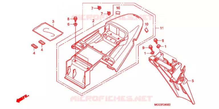 ACHTER STROOMLIJNKAP Honda MOTO 400 NX 2009  NX4008