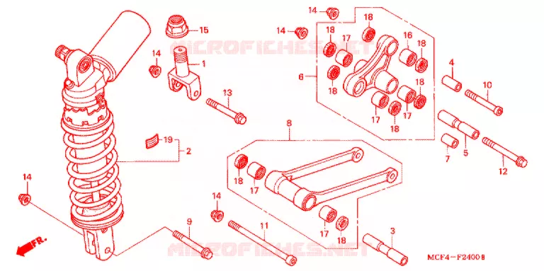 ACHTER SCHOKBREKER ('00/'01) Honda MOTO 1000 RC 2001  RVT1000R1