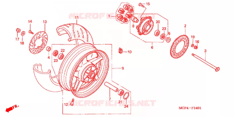 ACHTER WIEL ('02-'05) Honda MOTO 1000 RC 2002  RVT1000R2