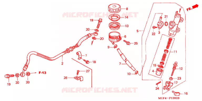 ACHTER REM HOOFD CILINDER Honda MOTO 1000 RC 2003  RVT1000R3