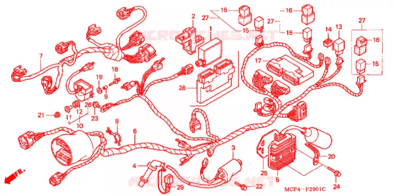 BEDRADINGSBUNDEL (ARRIERE) Honda MOTO 1000 RC 2003  RVT1000R3
