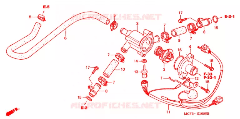 WATER PIJP Honda MOTO 1000 RC 2003  RVT1000R3