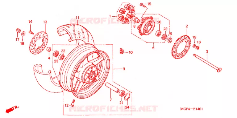 ACHTER WIEL ('02-'05) Honda MOTO 1000 RC 2003  RVT1000R3
