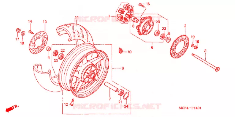ACHTER WIEL ('02-'05) Honda MOTO 1000 RC 2005  RVT1000R5