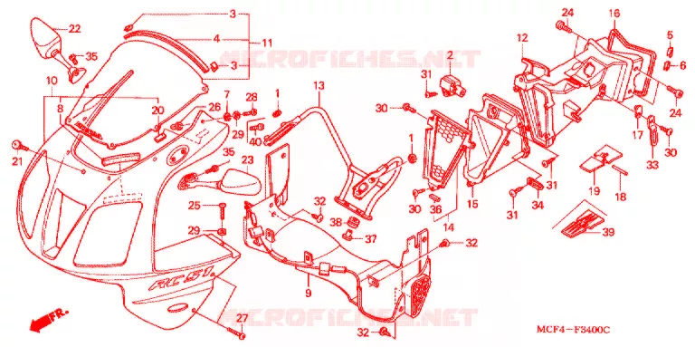 BOVEN KAP Honda MOTO 1000 RC 2005  RVT1000R5