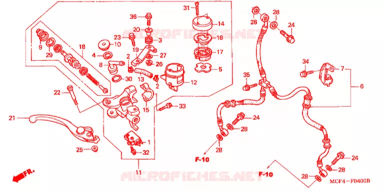 VOORREM HOOFDCILINDER Honda MOTO 1000 RC 2005  RVT1000R5