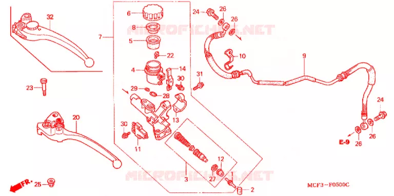 ACHTER REM HOOFD CILINDER Honda MOTO 1000 RC 2000  RVT1000RY