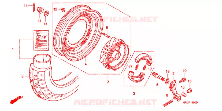 ACHTER WIEL (SCV100CM2,5/SCV1109,B) Honda SCOOTER 100 ACTIVA 2002  SCV100CM2