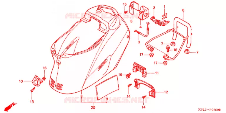 KONTPANEEL MIDDEN (SCV100CM2,5) Honda SCOOTER 100 ACTIVA 2003  SCV100CM2