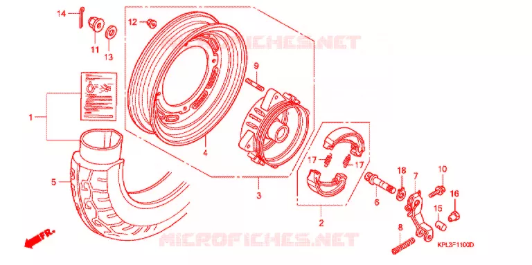 ACHTER WIEL (SCV100CM2,5/SCV1109,B) Honda SCOOTER 100 ACTIVA 2002  SCV100CM2