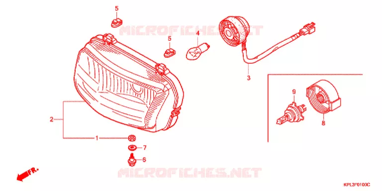 KOPLAMP (SCV100CM2,5/SCV1109,B) Honda SCOOTER 100 ACTIVA 2003  SCV100CM2