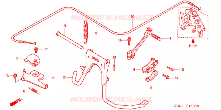 HOOFD STANDAARD/ KICKSTARTER ARM Honda SCOOTER 50 DIO 1995  SK50MS