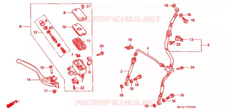 VOORREM HOOFDCILINDER Honda MOTO 1100 PAN-EUROPEAN 1995  ST1100S