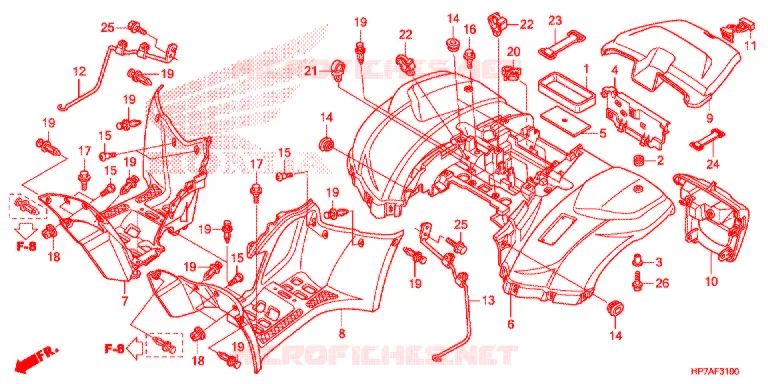 ACHTER STROOMLIJNKAP Honda ATV 420 FOURTRAX 2012  TRX420FAC