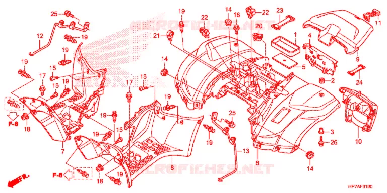 ACHTER STROOMLIJNKAP Honda ATV 420 FOURTRAX 2013  TRX420FAD