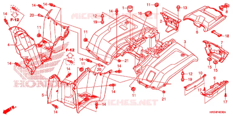 ACHTER STROOMLIJNKAP Honda ATV 420 FOURTRAX 2014  TRX420FM2E