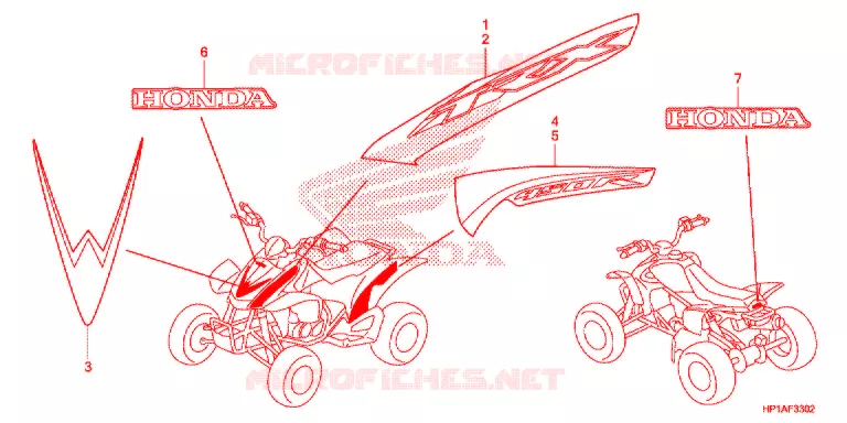EMBLEEM/STREEP (3) Honda ATV 450 FOURTRAX 2014  TRX450ERE