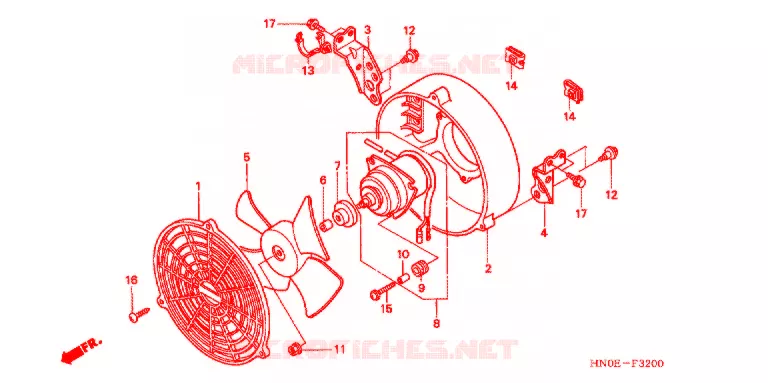 VENTILATOR AFDEKKING/DEKBAND Honda ATV 450 FOURTRAX 2004  TRX450FM4