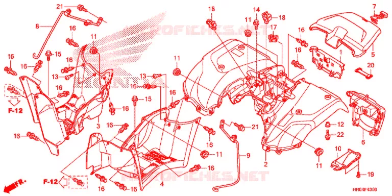 ACHTER STROOMLIJNKAP Honda ATV 500 FOURTRAX 2012  TRX500FEC
