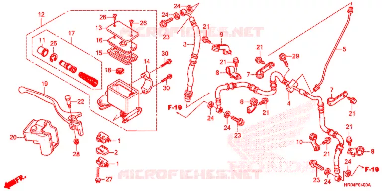 VOOR REM HOOFD CILINDER Honda ATV 500 FOURTRAX 2012  TRX500FEC