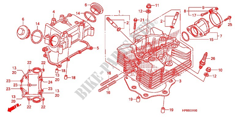 CILINDER/CILINDERKOP voor Honda FOURTRAX 500 FOREMAN 4X4 Electric Shift, PS, CAMO 2011