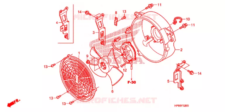 VENTILATOR AFDEKKING/DEKBAND Honda ATV 500 FOURTRAX 2011  TRX500FPEB