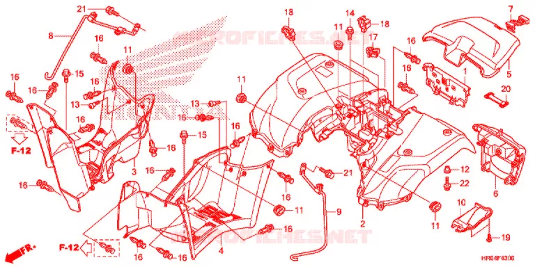 ACHTER STROOMLIJNKAP Honda ATV 500 FOURTRAX 2012  TRX500FPEC