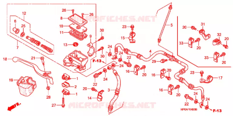VOORREM HOOFDCILINDER Honda ATV 500 FOURTRAX 2008  TRX500FPM8