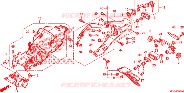 ACHTER STROOMLIJNKAP Honda MOTO 1200 VFR 2013  VFR1200FD