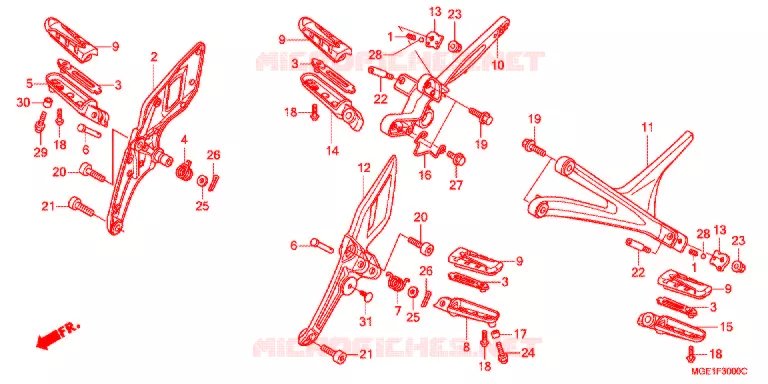 OPSTAP/PEDAAL Honda MOTO 1200 VFR 2010  VFR 1200FDA