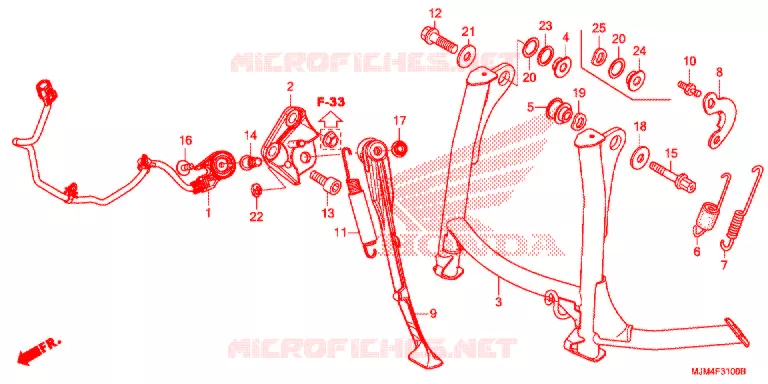 HOOFD STANDAARD/REMPEDAAL Honda MOTO 800 VFR 2014  VFR800FE
