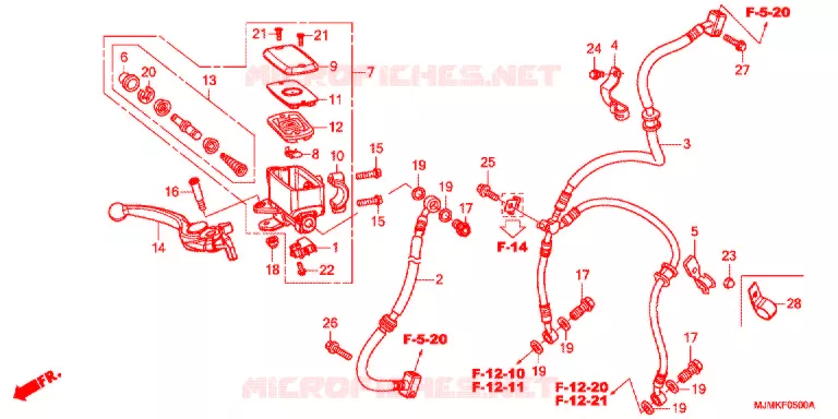 VOOR REM HOOFD CILINDER Honda MOTO 800 CROSSRUNNER 2015  VFR800XF_J