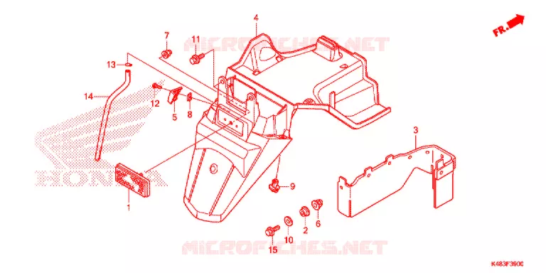 ACHTER STROOMLIJNKAP Honda SCOOTER 110 SPACY 2016  SCR1105WHG