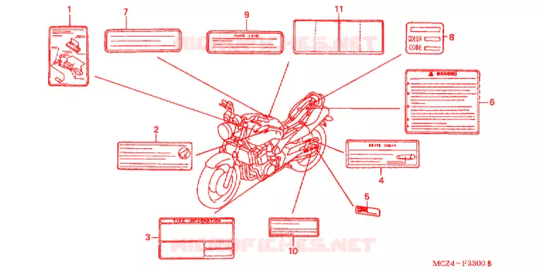 WAARSCHUWINGSLABEL(1) Honda MOTO 900 HORNET 2003  CB900F3_A