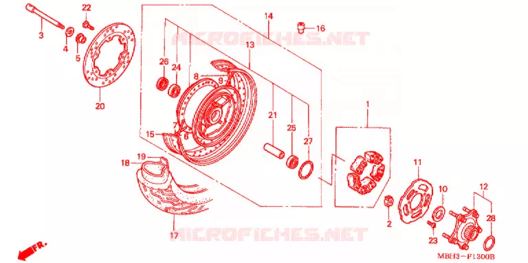 ACHTER WIEL Honda MOTO 1100 SHADOW 2000  VT1100C3Y