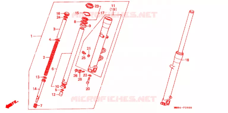 VOOR VORK Honda MOTO 1100 SHADOW 1987  VT1100CH