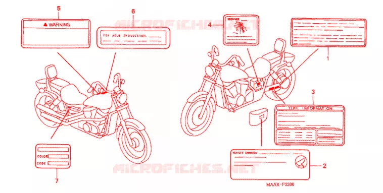 WAARSCHUWINGSLABEL(1) Honda MOTO 1100 SHADOW 2000  VT1100CY